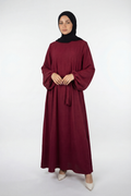 Elegante Damen Abaya in Bordeaux aus Baumwolle mit lockerem Schnitt für Alltag und Gebet