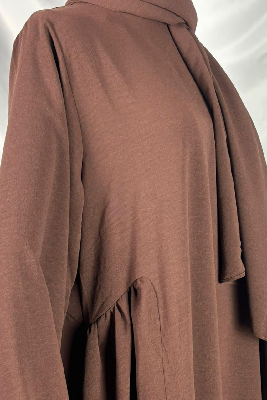 Elegante Damen Abaya in Braun aus Baumwolle mit lockerem Schnitt für Alltag und Gebet