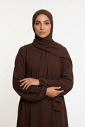 Elegante Damen Abaya in Braun aus Baumwolle mit lockerem Schnitt für Alltag und Gebet