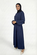 Elegante Damen Abaya in deepblue 
aus Baumwolle mit lockerem Schnitt für Alltag und Gebet