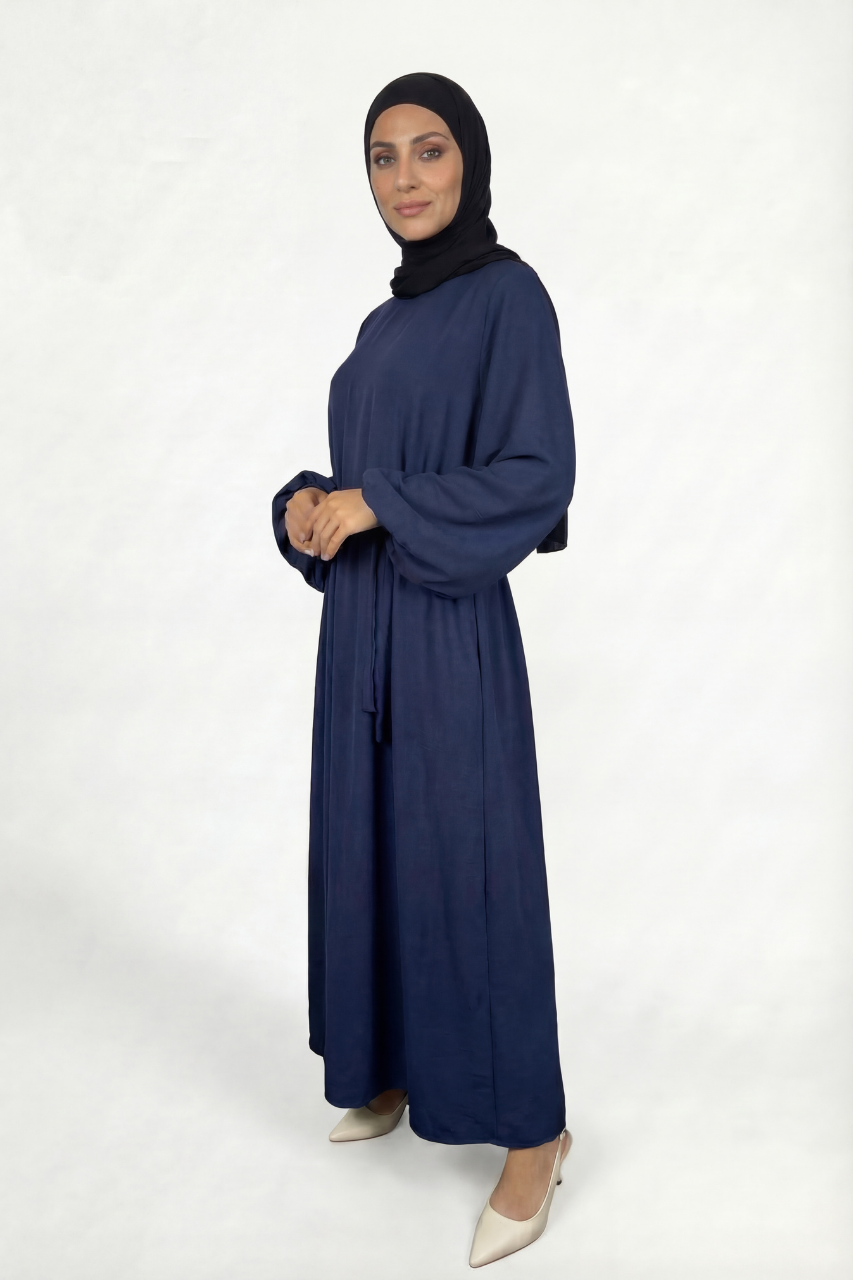 Elegante Damen Abaya in deepblue 
aus Baumwolle mit lockerem Schnitt für Alltag und Gebet