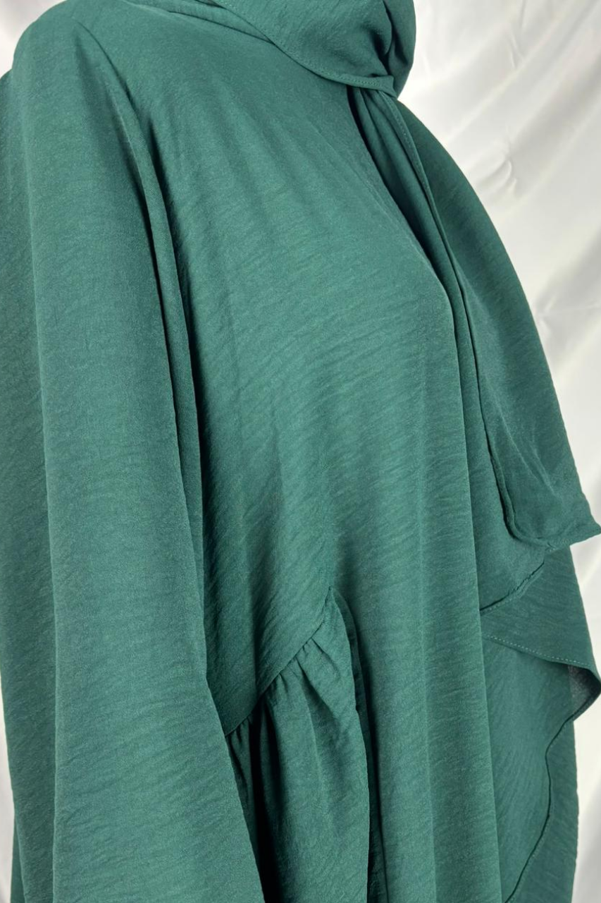 Elegante Damen Abaya in Olivgrün aus Baumwolle mit lockerem Schnitt für Alltag und Gebet