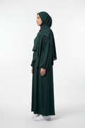 Elegante Damen Abaya in Olivgrün aus Baumwolle mit lockerem Schnitt für Alltag und Gebet