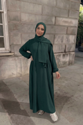 Elegante Damen Abaya in Olivgrün aus Baumwolle mit lockerem Schnitt für Alltag und Gebet