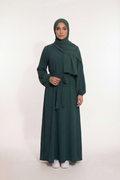 Elegante Damen Abaya in Olivgrün aus Baumwolle mit lockerem Schnitt für Alltag und Gebet