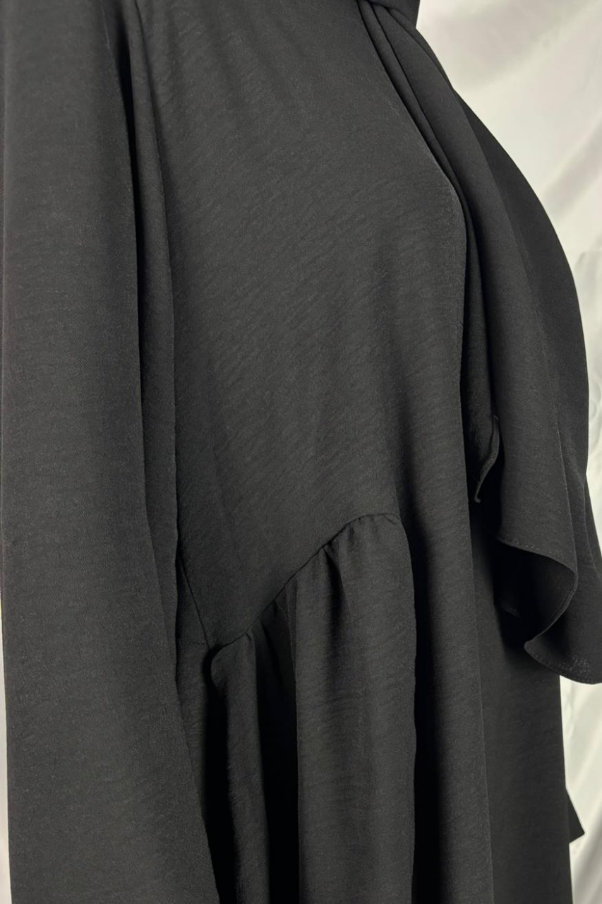 Elegante Damen Abaya in Schwarz aus Baumwolle mit lockerem Schnitt für Alltag und Gebet
