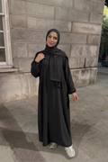 Elegante Damen Abaya in Schwarz aus Baumwolle mit lockerem Schnitt für Alltag und Gebet