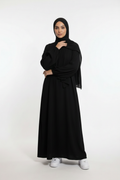 Elegante Damen Abaya in Schwarz aus Baumwolle mit lockerem Schnitt für Alltag und Gebet