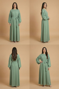 Elegantes Maxikleid Abaya mit geradem Schnitt, Taillengürtel und Reißverschluss – klassischer, fließender Look aus Polyester