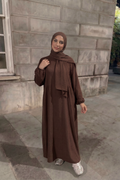 Elegante Damen Abaya in Braun aus Baumwolle mit lockerem Schnitt für Alltag und Gebet