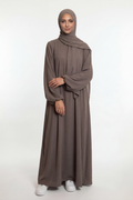 Elegante Damen Abaya in Taupe aus Baumwolle mit lockerem Schnitt für Alltag und Gebet
