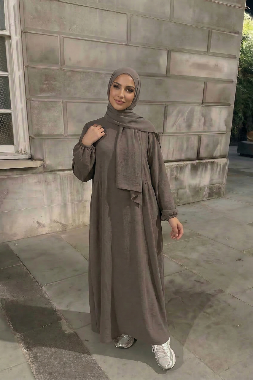 Elegante Damen Abaya in Bordeaux aus Baumwolle mit lockerem Schnitt für Alltag und Gebet