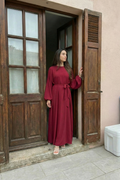 Elegante Damen Abaya in Bordeaux aus Baumwolle mit lockerem Schnitt für Alltag und Gebet