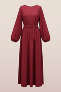 Elegante Damen Abaya in Bordeaux aus Baumwolle mit lockerem Schnitt für Alltag und Gebet