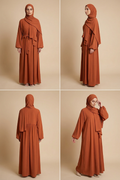 Elegante Abaya mit fließendem Schnitt, Rückenfalten und Reißverschluss – inklusive Schal, bequem und vielseitig für Alltag, Gebet und besondere Anlässe