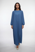 Elegante Abaya mit fließendem Schnitt, V-Falten-Design und Ballonärmeln – stilvoll und bequem für Alltag und besondere Anlässe